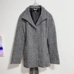 イネド　ツイードコート　Lサイズ　ブラック　グレー　ベルト付き
