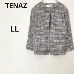 ΤΕΝΑΖ ノーカラージャケット 【LL】セレモニー フォーマル コットン混