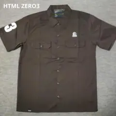 未使用 H.T.M.L ロゴワッペン 背面&片袖プリント ワークシャツ 03