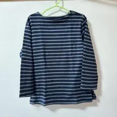 MUJI ネイビーミントグリーン ストライプ 長袖Tシャツ M