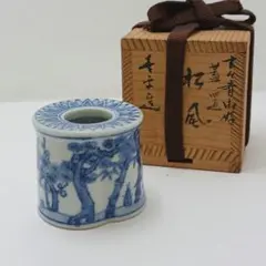 嶋田寿楽 造 九谷 色絵 染付 花瓶 花入 共箱 - メルカリ