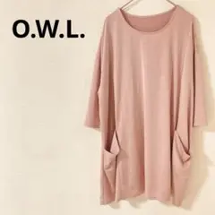オウル　O.W.L. 半袖カットソー　チュニック ポケット　伸縮性　ゆったり