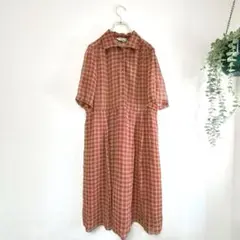 whiteElle ワンピース　昭和レトロ　チェック柄　膝丈　ヴィンテージ　古着