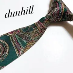 美品 ダンヒル dunhill ネクタイ ハイブランド ペイズリー柄 グリーン