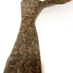 HAND MADE 花柄　ネクタイ　渋い　グリーン
