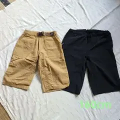 160サイズ ハーフパンツ 2点セット ベージュ・黒