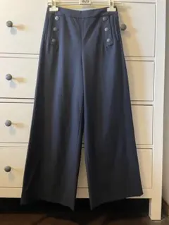 【美品】PLSTプラステ　サス付きネイビーワイドパンツ　Sサイズ