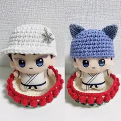 ❷ お出かけ狛治　ちびぐるみ　帽子 ・に猫耳帽子2個セット　結晶チャーム