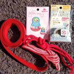 女の子　ワッペン＆ひも＆くるくるおなまえテープ　5点　まとめ売り　ハンドメイド