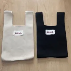 Hilidi トートバッグ ホワイト ブラック ニットバッグ