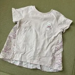 プティマイン　スマイルシリーズ　らくちん花柄切替Tシャツ130 うさぎ