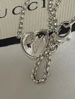 GUCCI 新品同様品 G刻印ハートBEEネックレス 925silver 極美品