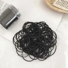 ヘアゴム 黒 100本セット 太さ3mm 直径5cm