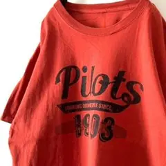Pilots 1903 ロゴ Tシャツ テラコッタレッドオレンジ 古着