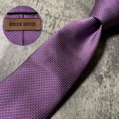 AN093 BRICK HOUSE パープル ドット柄 シルク ネクタイ