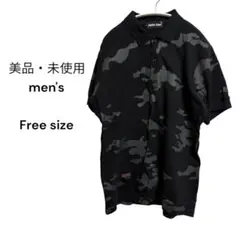 【美品・未使用】men's　ポロシャツ　迷彩柄　フリーサイズ　黒
