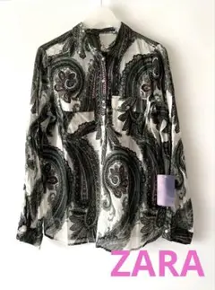 《新品》ZARA ペイズリーシャツ　コットン100% M 柄ブラウス