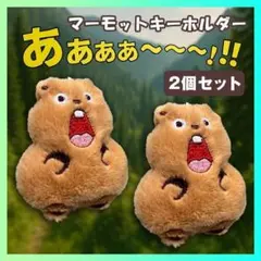 2個 セット マーモット キーホルダー ストラップ ぬいぐるみ お揃い ペア