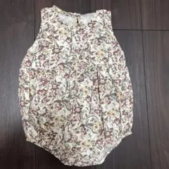 ロンパース　サロペット　半袖　夏　ドット柄風　花柄　80