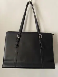 青山　ブラックレザーリクルート　ビジネスバッグ