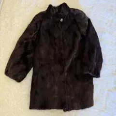 美品　ダークミンク MINK ファー ミドルコート 高級本毛皮 ブラウン系