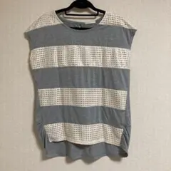 ストライプデザイン グレー Tシャツ