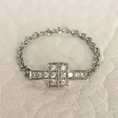 TIFFANYu0026Co.*T Twoチェーンダイヤリング Au750 15号*.