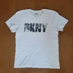 DKNY ホワイト ロゴ入りTシャツ M (Lサイズ相当)