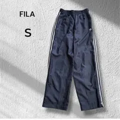 FILA◆ポリスウェットジャージ　ジャージパンツ　サイドライン　ネイビー　S