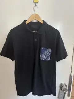 スカルキックスバンダナ柄ポケット付きポロシャツ XL