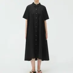 ✨極美品✨2025 ミズイロインド ハーフスリーブフレアシャツワンピース 羽織り