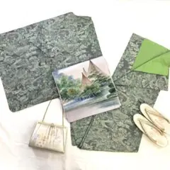 【2016】着物 紬 袷 緑 単品販売♪