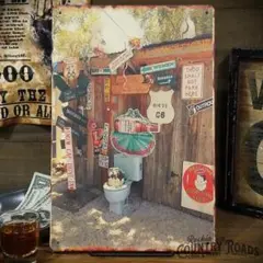 〖ブリキ看板〗ROUTE66 レトログラフ ① / ルート66 / 20x30㎝