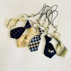 レトロ雑貨 ハンドメイド ネクタイ ミニチュア ストラップ 6本セット