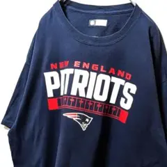 NFLニューイングランドペイトリオッツ ロゴ Tシャツ ネイビー紺色XL古着