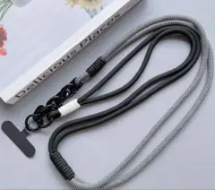 スマホショルダー　ストラップ　ブラックホワイト　プラスチックチェーン