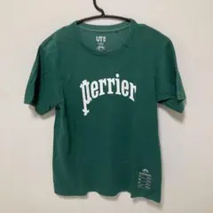 UNIQLO ユニクロ メンズ グリーン　ロゴ　Ｔシャツ Perrier M