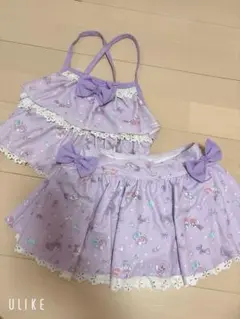 リボン付き紫色セパレート水着 140cm マザウェイズ