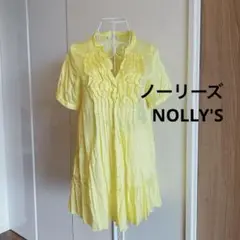 NOLLY'S レモンイエローフリルチュニック 半袖 M