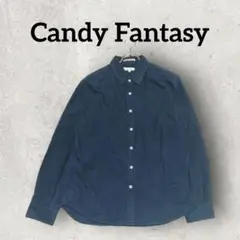 Candy Fantasy メンズ 長袖シャツ カジュアル (LL) ネイビー