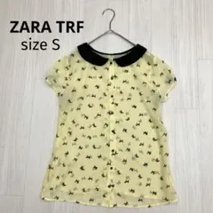 ZARA TRF ザラ 丸襟 シアー シャツ ブラウス パフスリーブ S