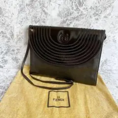 極美品 フェンディ FENDI ショルダーバッグ レザー ブラック ミニ