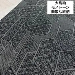大島紬 モノトーン 素敵な絣柄 着物 正絹 袷 広衿 RK-2891