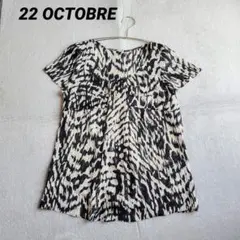 22 OCTOBRE　22オクトーブル　Vネック総柄　シフォンブラウス　38