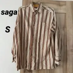 saga ストライプ柄 長袖シャツ メンズ Sサイズ　大きいサイズ