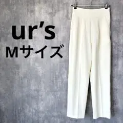 ur’s ハイウエストセンタープレスパンツ M 白 スラックス 綺麗め ホワイト