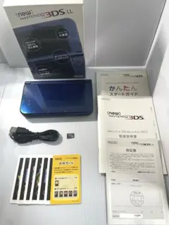 【動作品】new Nintendo 3DS LL メタリックブルー(付属品あり)