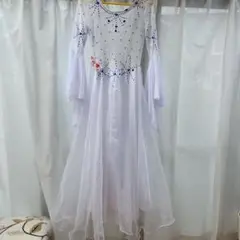 社交ダンス用白いロングドレス