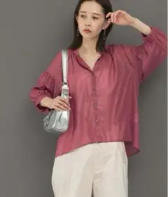URBANRESEARCH チンツシアーギャザーブラウス FREE ピンク