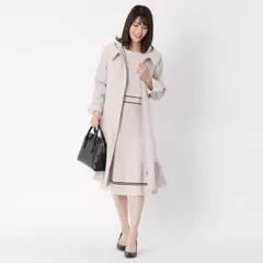 TO BE CHIC トゥービーシック ダブルサテンフーデットコート ベージュ